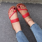 Damen bequeme Riemchen-Sandalen mit geflochtenem Design EB