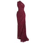 Damen elegantes Abendkleid mit asymmetrischem One-Shoulder-Design und floralem Spitzenbesatz EB