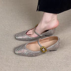Damen Ballerina-Schuhe mit elegantem Riemchen und hochwertiger Lederoberfläche EB