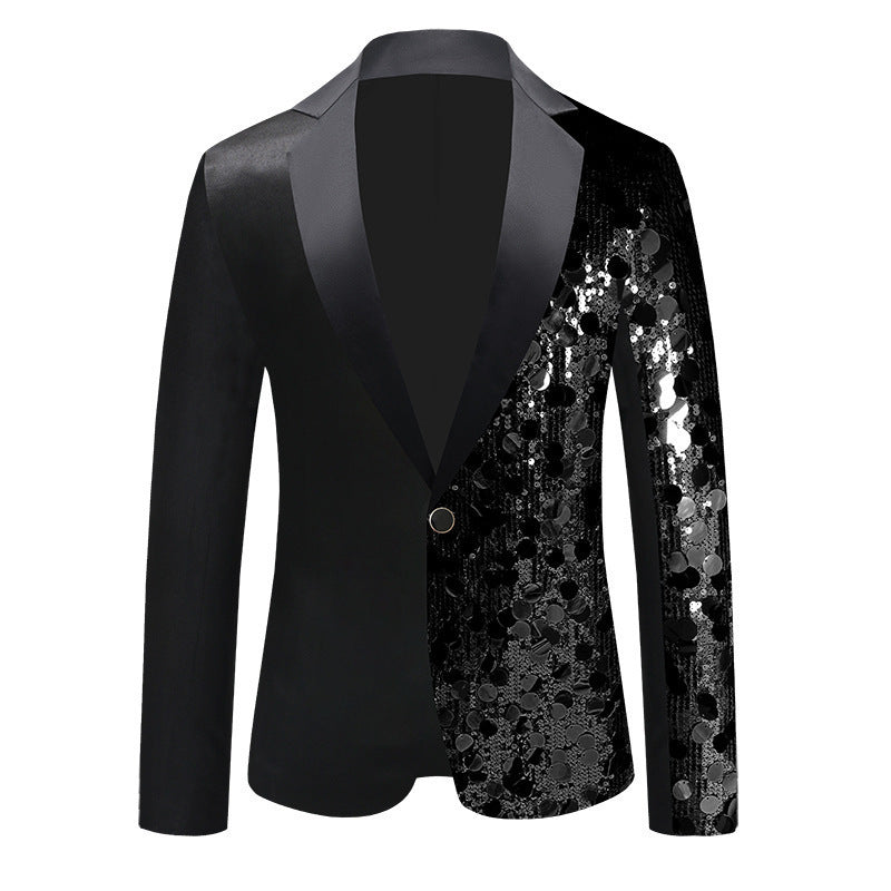 Damen Glitzernder Sequin Blazer mit elegantem Schalkragen EB