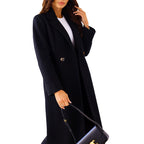Damen Eleganter Wollmantel mit doppelter Brustknopfleiste und praktischen Taschen EB