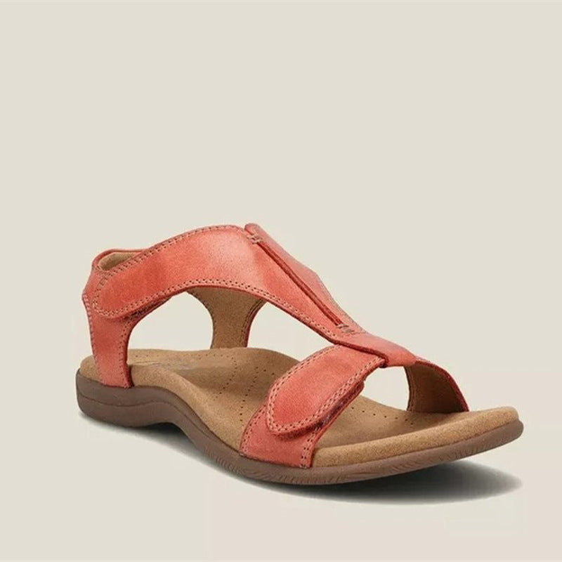 Damen Bequeme Riemchen-Sandalen mit anatomischem Fußbett und verstellbarem Klettverschluss EB