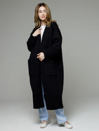 Damen Langer Strickmantel mit praktischen Taschen und strukturiertem Design EB