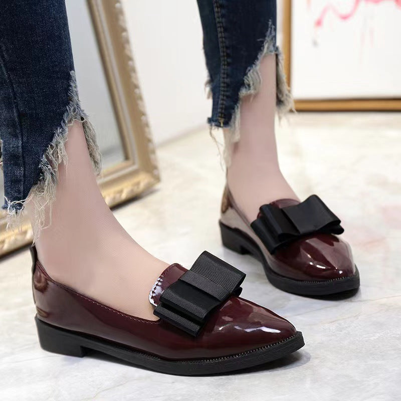 Damen Ballerinas aus Hochglanz-Leder mit eleganter Schleifen-Applikation EB