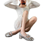 Damen Bequeme Ballerina mit glänzenden Akzenten EB