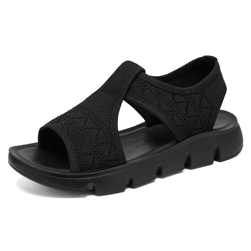 Damen Bequeme Sandalen mit elastischen Riemen und rutschfester Sohle EB