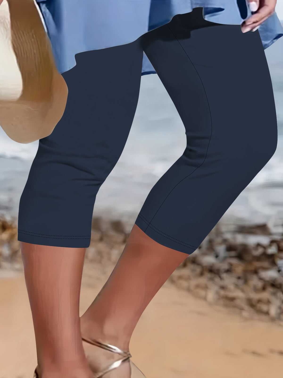 Damen-Capri-Biker-Shorts mit hohem Bund und Kompression