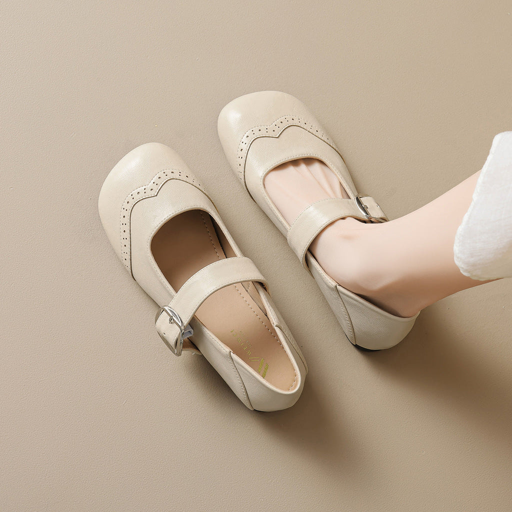 Damen Ballerinas mit verstellbarem Riemen und eleganter Schnalle EB