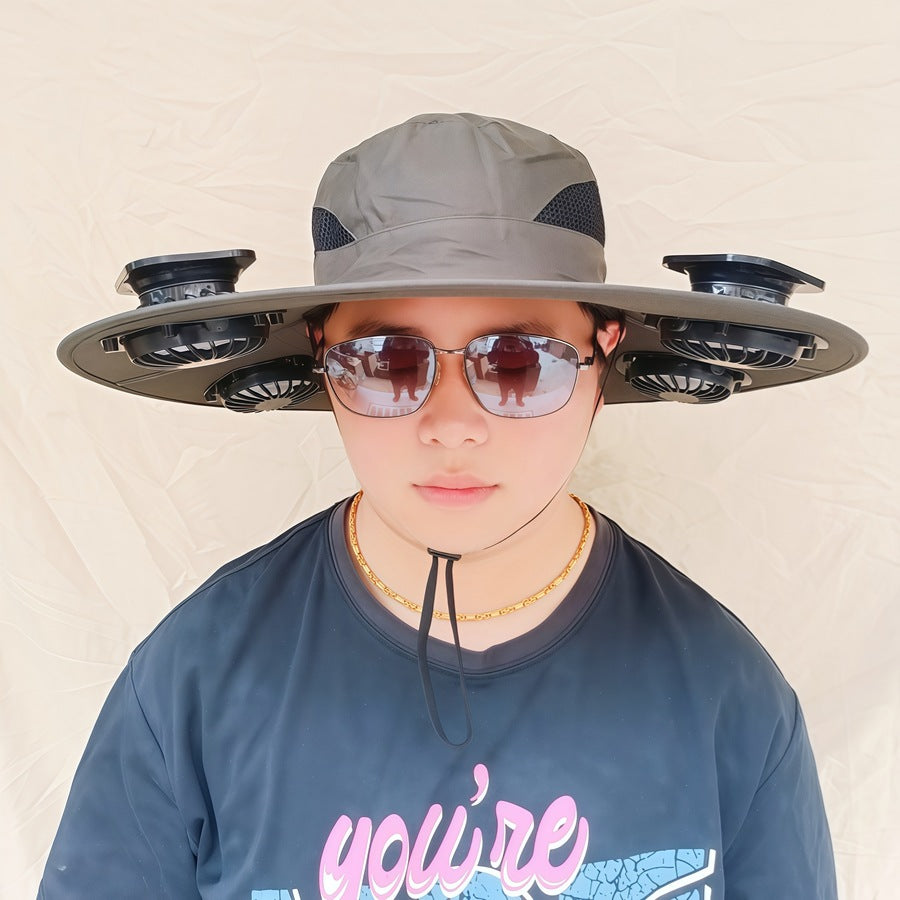 Sonnenhut mit abnehmbaren Solar-Ventilatoren