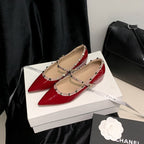 Damen Ballerinas mit verstellbarem Riemchen und luxuriösem Glanz EB