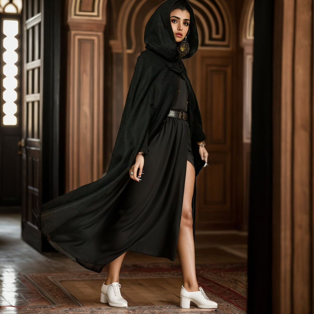 Damen eleganter Maxikleid-Mantel mit schwingendem Schnitt und einzigartigem Design EB