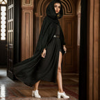 Damen eleganter Maxikleid-Mantel mit schwingendem Schnitt und einzigartigem Design EB