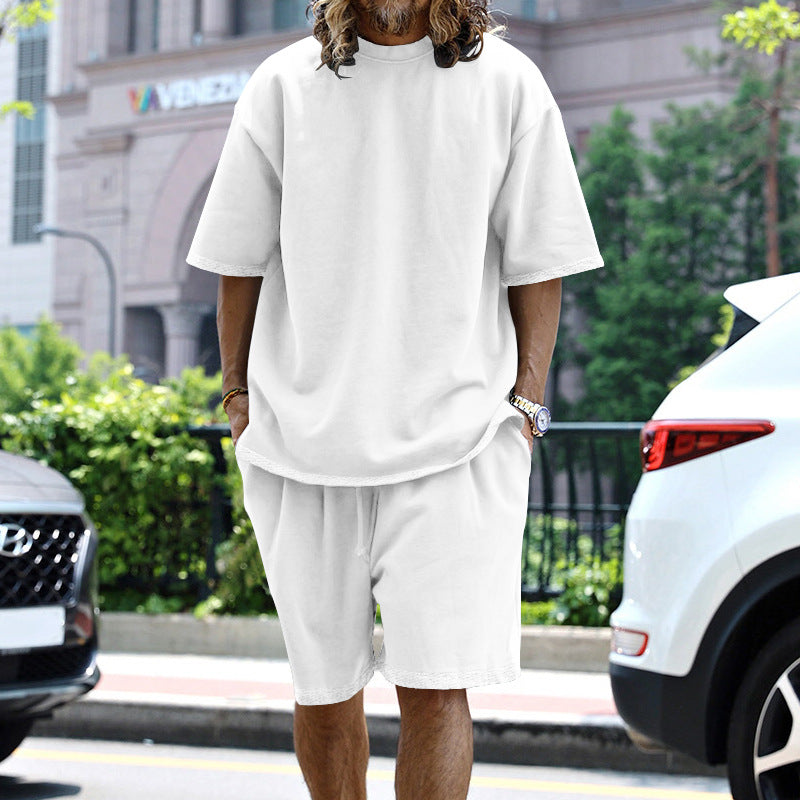 EB | Lockeres T-Shirt Shorts einfarbiges Set