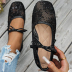 Damen elegante Ballerinas mit floralen Applikationen und rutschfester Sohle EB