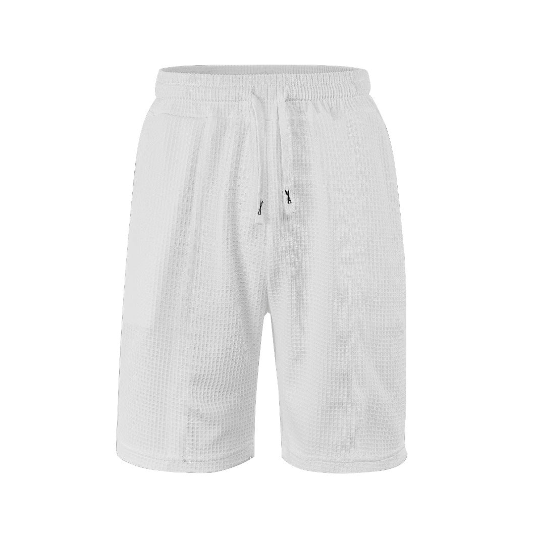 Atmungsaktive Herren-Waffel-Pyjamashorts mit Komfortbund und Kordelzug