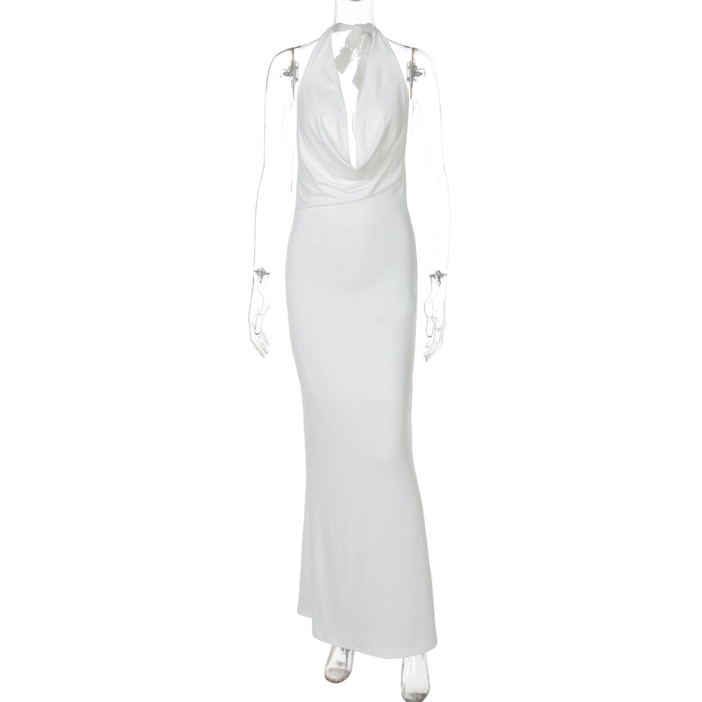 Damen Elegantes Longdress mit tiefem V-Ausschnitt und figurbetontem Schnitt EB