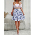 Damen Floral Midi-Rock mit voluminösem Schnitt und elastischem Bund EB