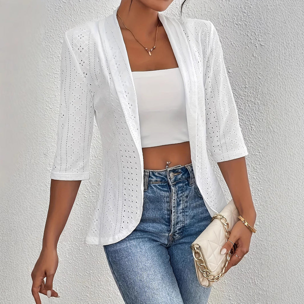 Damen Blazerjacke mit Lochmuster und lässigem Schnitt EB