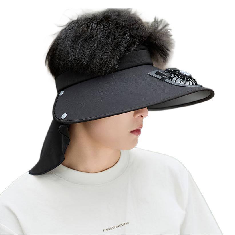Große UV-Schutz-Sonnenblende mit abnehmbarem Mini-Ventilator und Nackenschutz