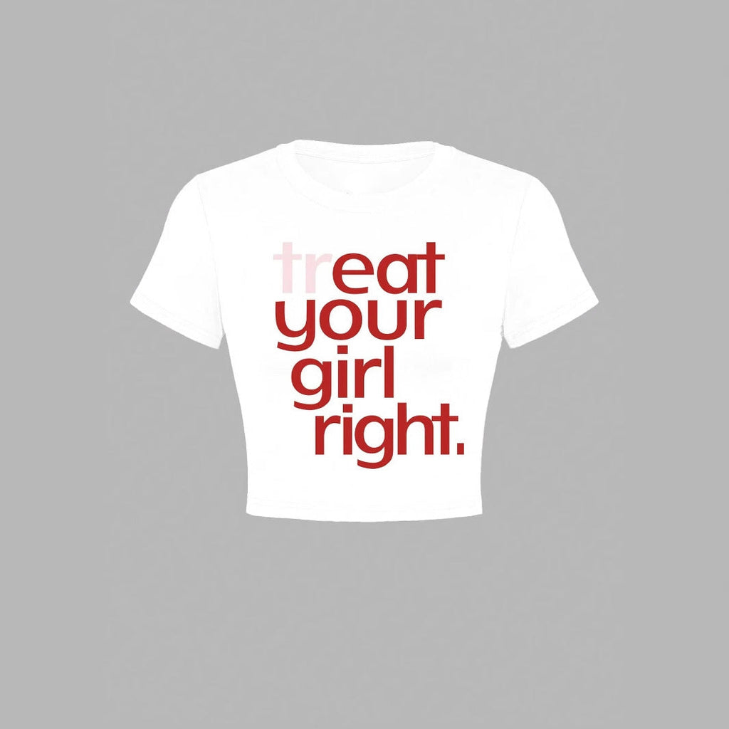 Damen Crop-T-Shirt mit kreativem Statementdruck EB