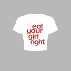 Damen Crop-T-Shirt mit kreativem Statementdruck EB