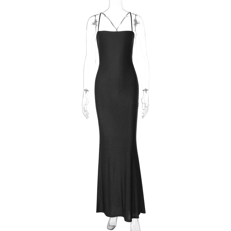 Damen Elegantes, figurbetontes Abendkleid mit Spaghetti-Trägern EB