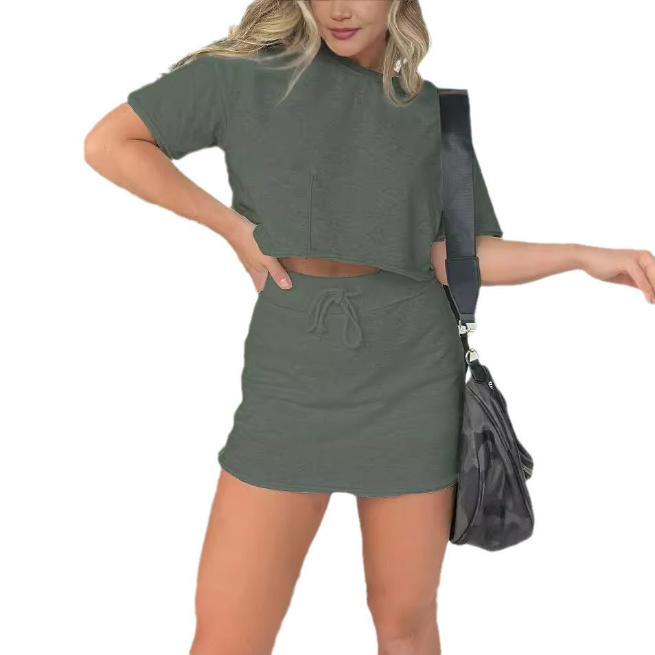 Damen lässiges Crop-Top und Rock Set EB