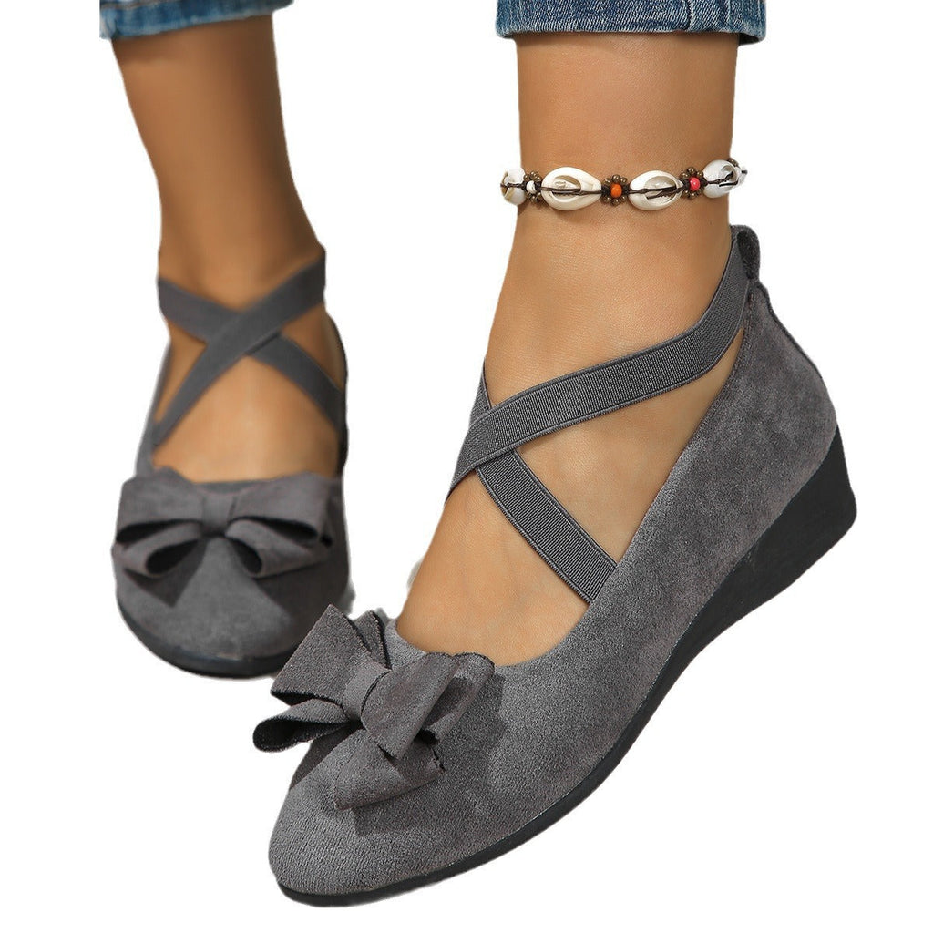 Damen Ballerina-Schuhe mit verstellbaren Riemen und elegantem Schleifendetail EB