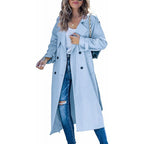 Damen eleganter Trenchcoat mit doppelt Reihe Knopfverschluss und Taillengürtel EB