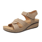 Damen Bequeme Riemchen-Sandalen mit verstellbarem Klettverschluss und anatomischem Fußbett EB