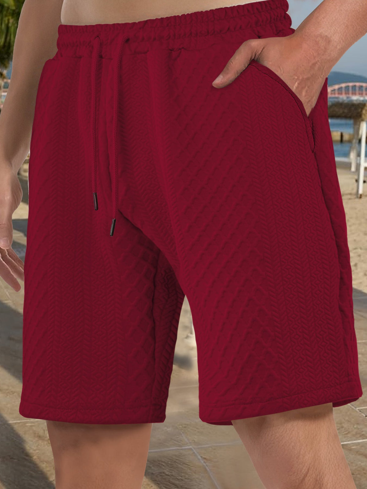 Herren-Strandbermuda aus Waffel-Jersey