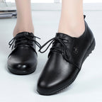 Damen Bequeme Schnürschuhe aus hochwertigem Leder mit rutschfester Sohle EB