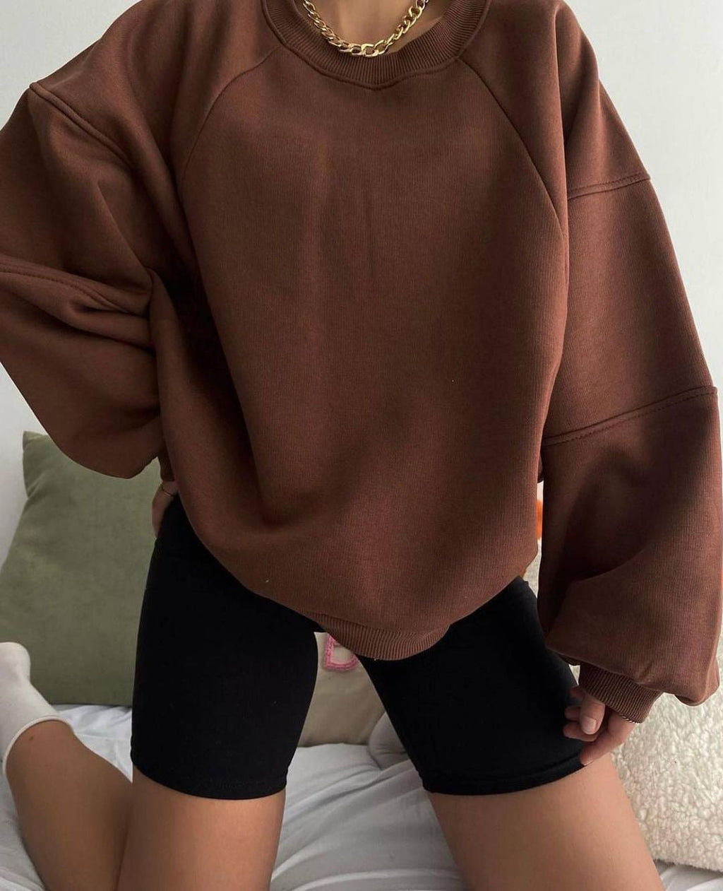 Damen-Loungewear-Set: Oversized-Sweatshirt und Radlerhose