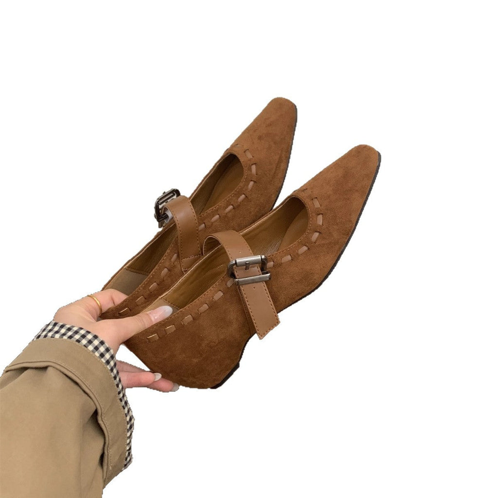 Damen Ballerinas mit modischer Schnallenapplikation und elegantem Spitzendesign EB