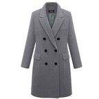 Damen eleganter doppelt-geknöpfter Wollmantel mit Taschen EB