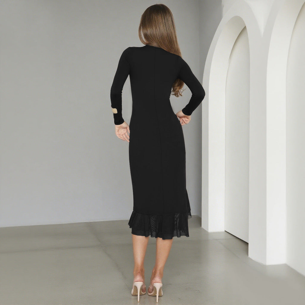Damen charmantes Wickelkleid mit asymmetrischem Saum und Rüschendetails EB
