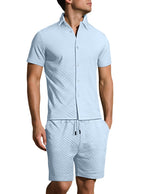 Kurzarm-Hemd und Bermudashorts Set mit Webstruktur