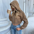 Damen Cordjacke mit praktischem Reißverschluss und modernen Taschen EB