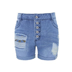 Damen Jeans-Shorts mit lässigem Fransen-Design und modischen Applikationen EB