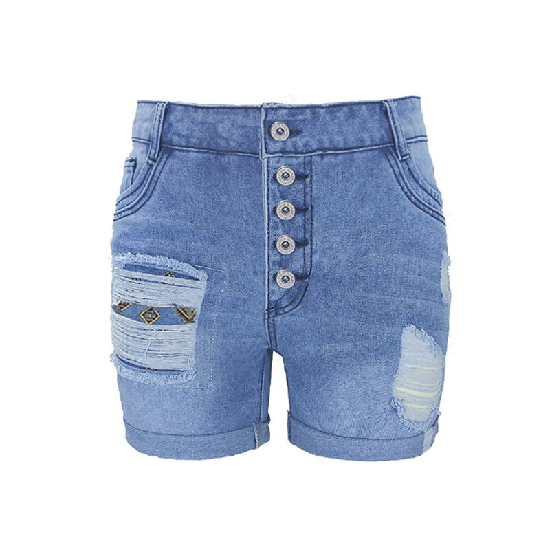 Damen Jeans-Shorts mit lässigem Fransen-Design und modischen Applikationen EB