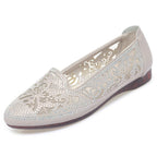 Damen Elegante Ballerinas mit filigranem Cut-Out-Design und funkelnden Strassdetails EB