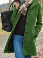 Damen Eleganter Wollmantel mit praktischen Taschen und klassischem Revers EB