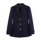 Damen elegante karierte Blazerjacke mit Goldknöpfen EB