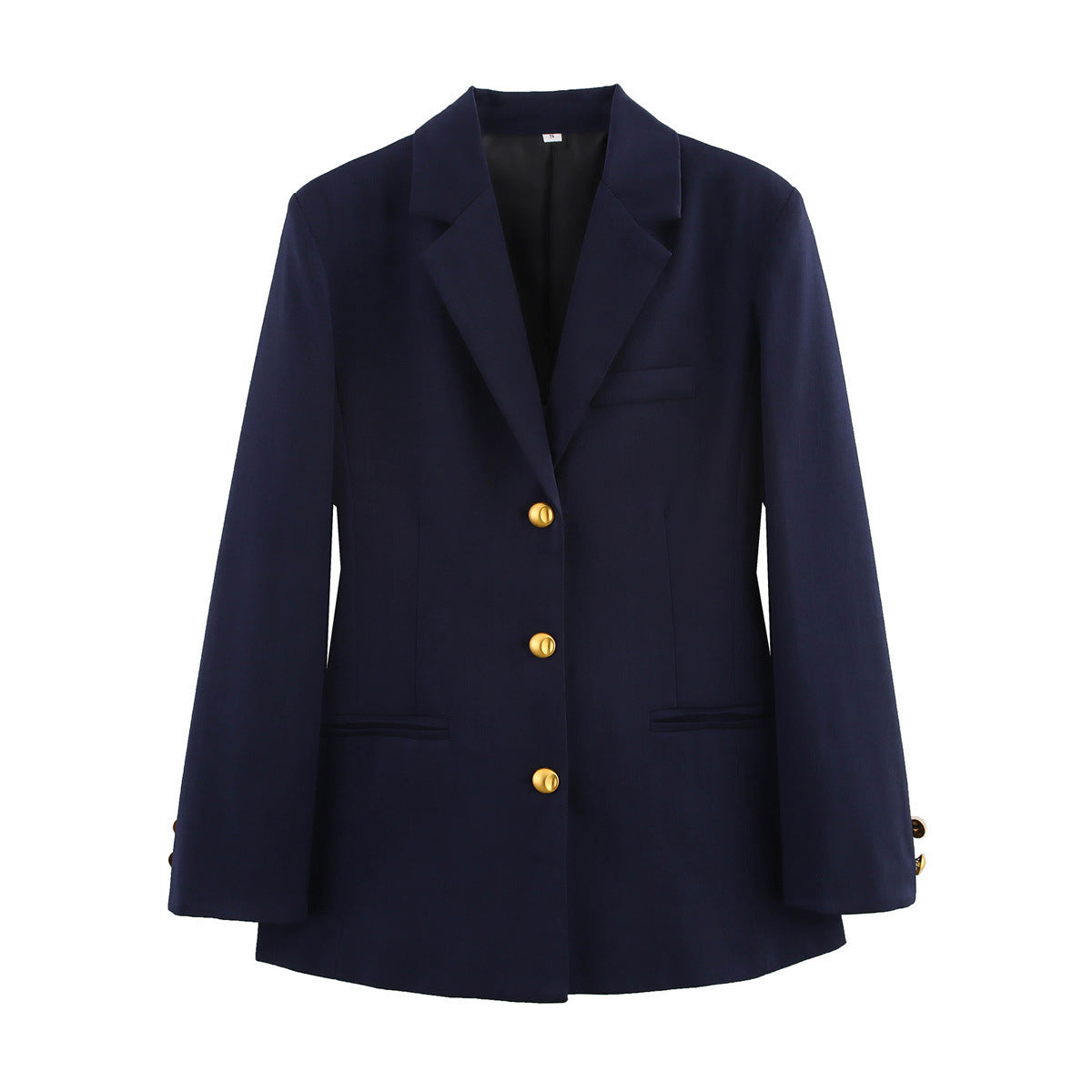 Damen elegante karierte Blazerjacke mit Goldknöpfen EB