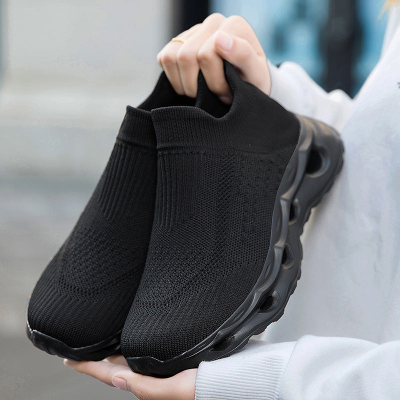 Unisex nan sockenartiger Strickslipper mit gelochter Hohlkammer-Dämpfung EB