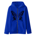 Damen Kapuzensweatjacke mit einzigartigem Schmetterlingsdruck EB