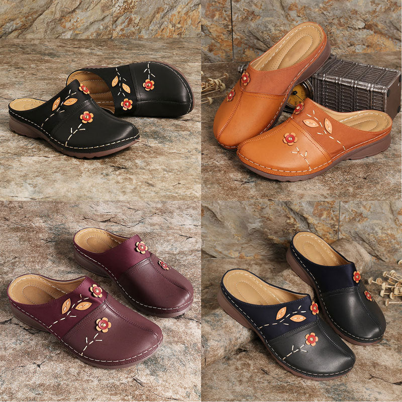 Damen Bequeme Clogs mit floralem Design und ergonomischem Fußbett EB