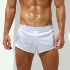 Herren nan kurze Satin-Schlafshorts mit elastischem Bund und seitlichem Schlitz EB