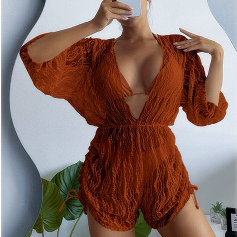 Damen Transparente Strandoveralls EB