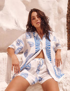 Damen lässiges Oversized-Hemd mit floralem Muster EB
